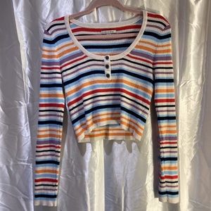 Ribbed Crop Henley Long Sleeve